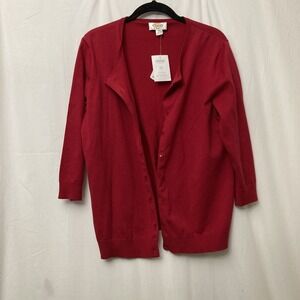NWT Talbots Woman Women's Red Button Up Long Sleeve Cardigan - SZ X (14-16)